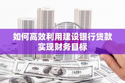 海东如何高效利用建设银行贷款实现财务目标