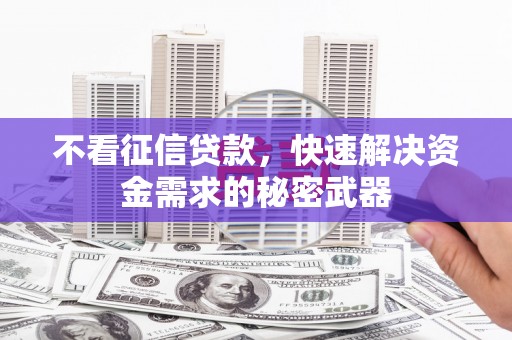 尼玛不看征信贷款，快速解决资金需求的秘密武器